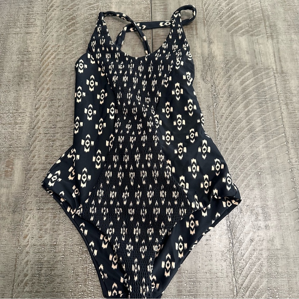 Tori Praver Swimwear Black and Cream One Piece